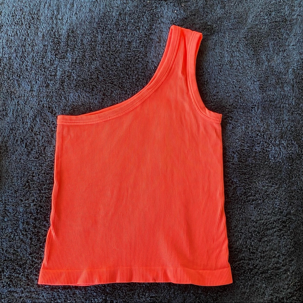 Coral one shoulder tank